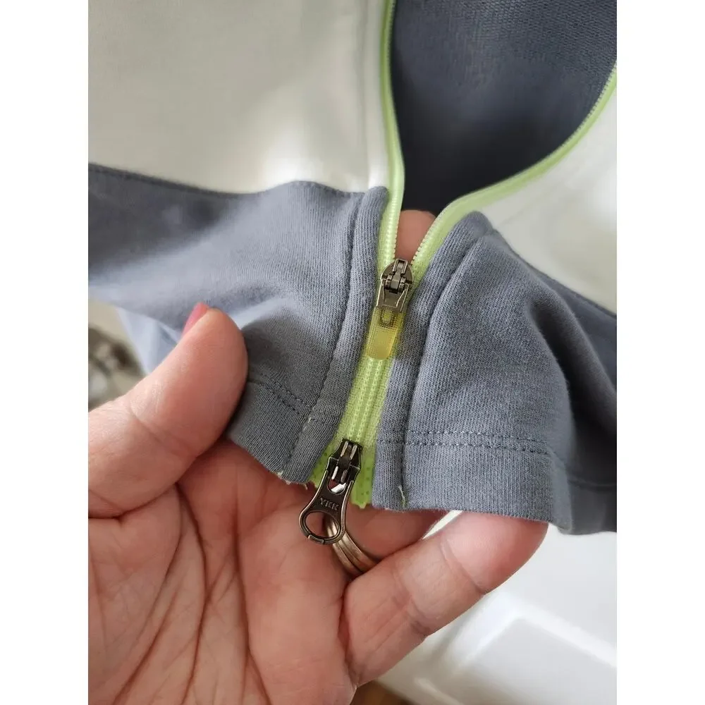 Womens Nike Dri-Fit Medium Layered Neon Green Gray Full Zip Hooded - Picture 8 of 10